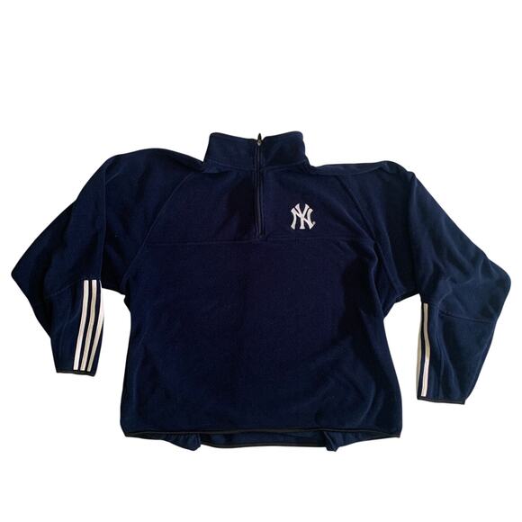 Adidas Men's Size 2XL New York Yankees 1/4 Zip Baseball Fleece Pullover Sweater - Picture 15 of 16